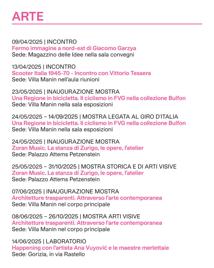 Calendario eventi sedi ERPAC - ARTE - parte 2