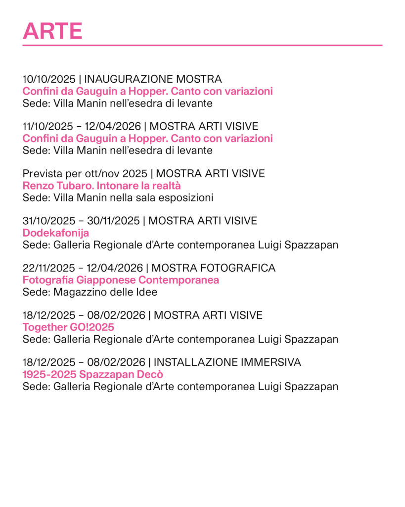 Calendario eventi sedi ERPAC - ARTE - parte 4