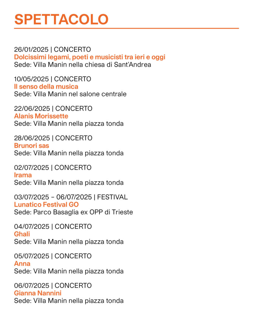 Calendario eventi sedi ERPAC - SPETTACOLI
