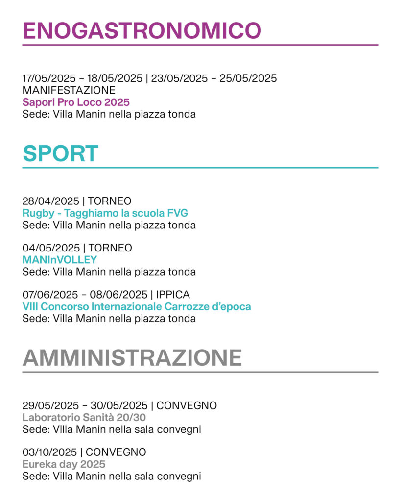 Calendario eventi sedi ERPAC - EVENTI parte 2
