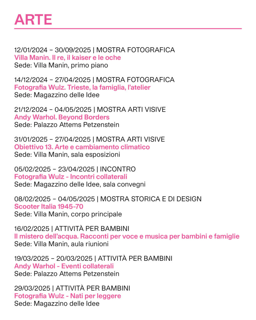 Calendario eventi ERPAC 2025