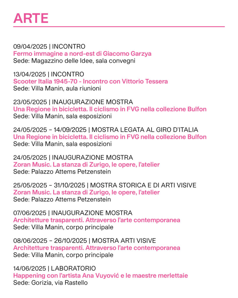 Calendario eventi ERPAC 2025