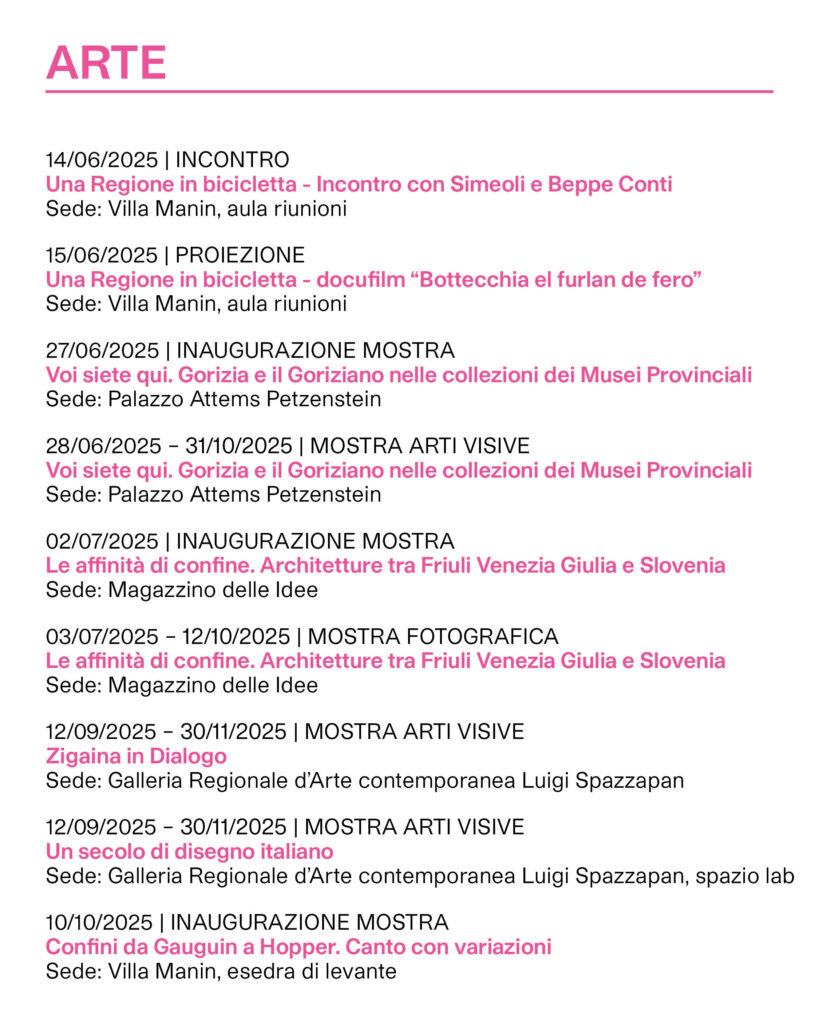 Calendario eventi ERPAC 2025