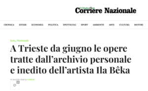 Rassegna stampa. Corriere Nazionale. Articolo dedicato alla mostra Ila Bêka. Fotoni